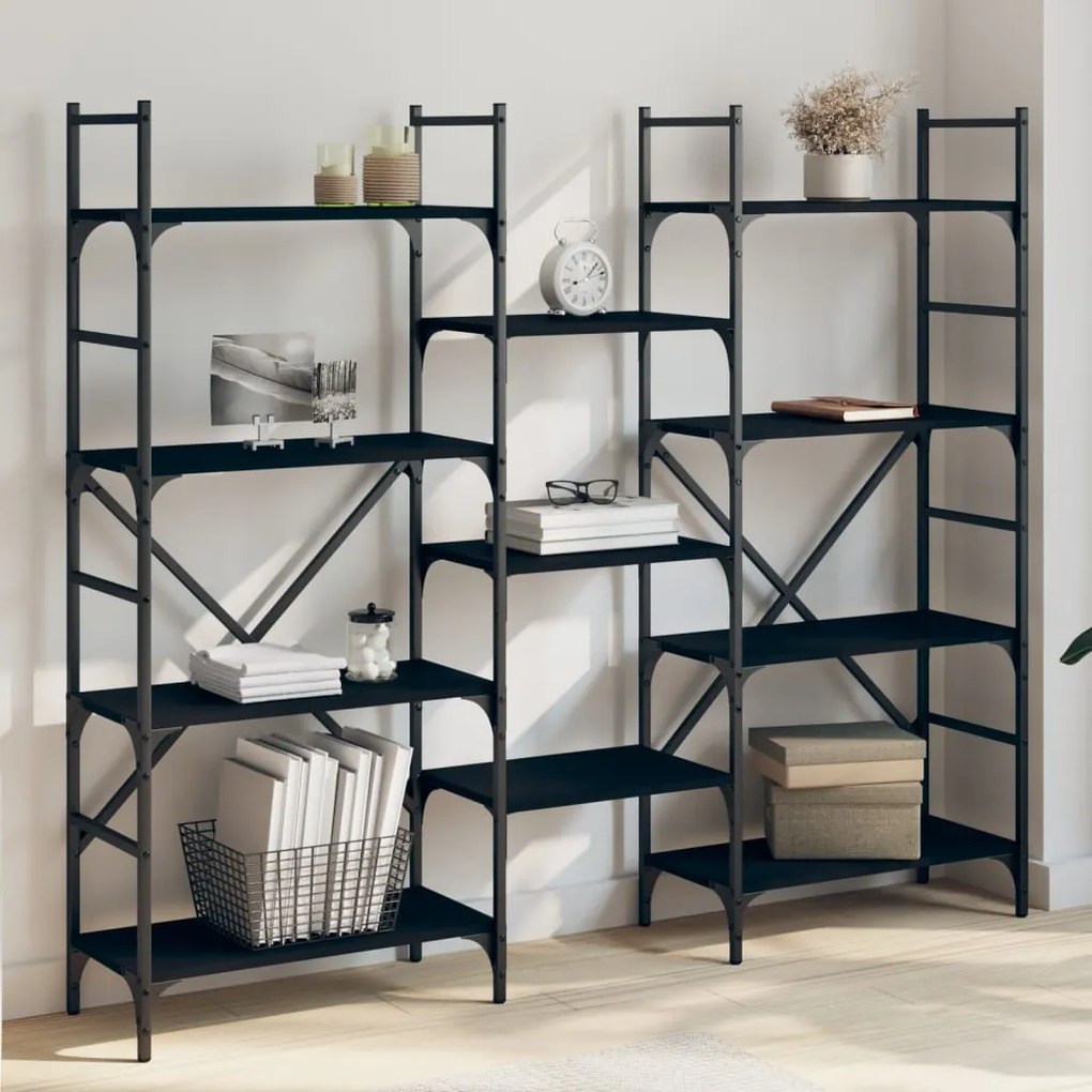 vidaXL Estante 160x28,5x136,5 cm derivados de madeira preto