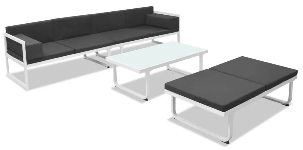 4 pcs conjunto lounge p/ jardim com almofadas alumínio preto