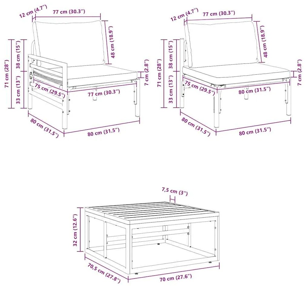 Conjunto de Sofá de Jardim 9 pcs Cinzento-escuro Aço