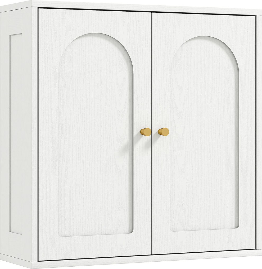 Armário de Casa de Banho de Parede Móvel de Casa de Banho Suspenso com Prateleiras 2 Portas com Desenho em Arco 60x20x60 cm Branco