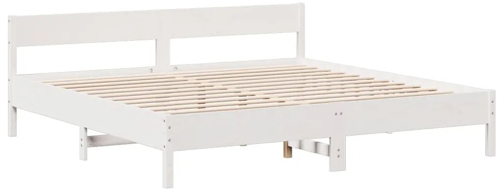 Cama com estante sem colchão 180x200 cm pinho maciço branco