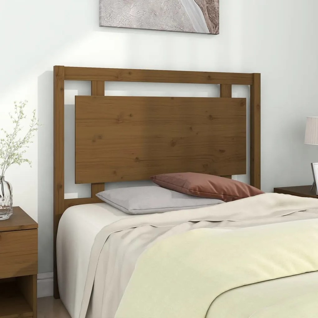 817928 vidaXL Cabeceira de cama 105,5x4x100 cm pinho maciço castanho mel