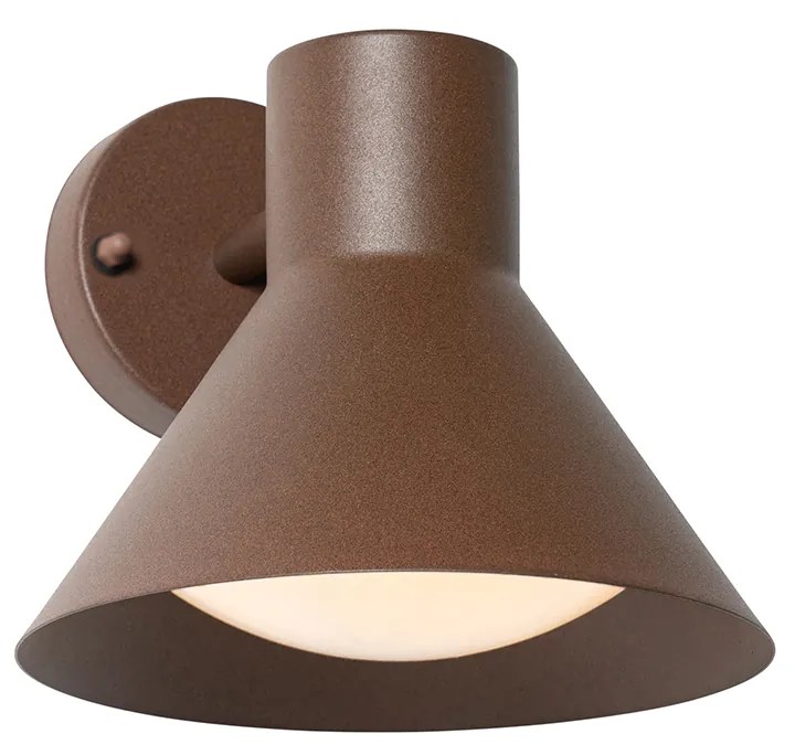 Candeeiro de parede exterior industrial castanho ferrugem cone IP44 - Natas Industrial