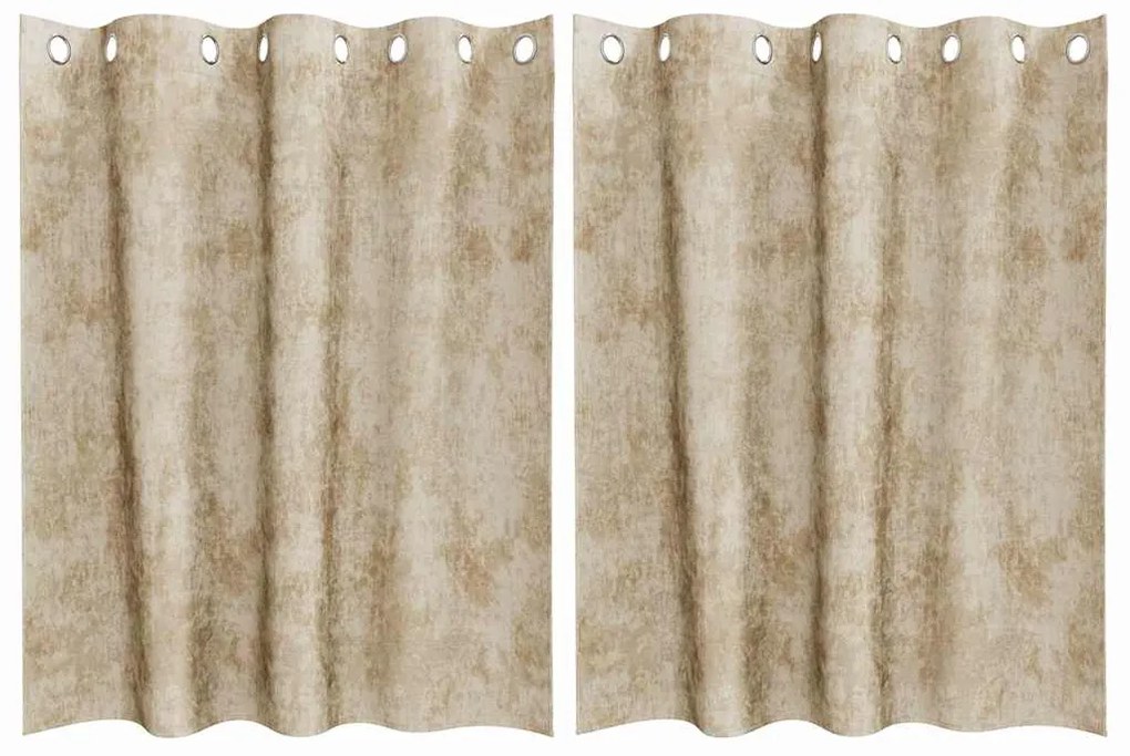 Cortinas de Veludo 2 peças com Ilhós Creme 140x140 cm