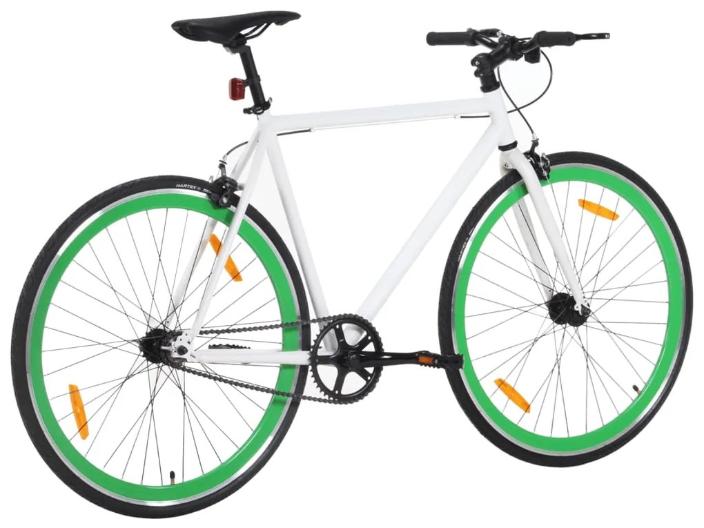 Bicicleta de mudanças fixas 700c 59 cm branco e verde