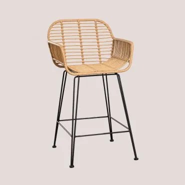 Pacote De 2 Bancos Altos De Jardim Em Rattan Sintético Eska Preto & ↑65 Cm - Sklum