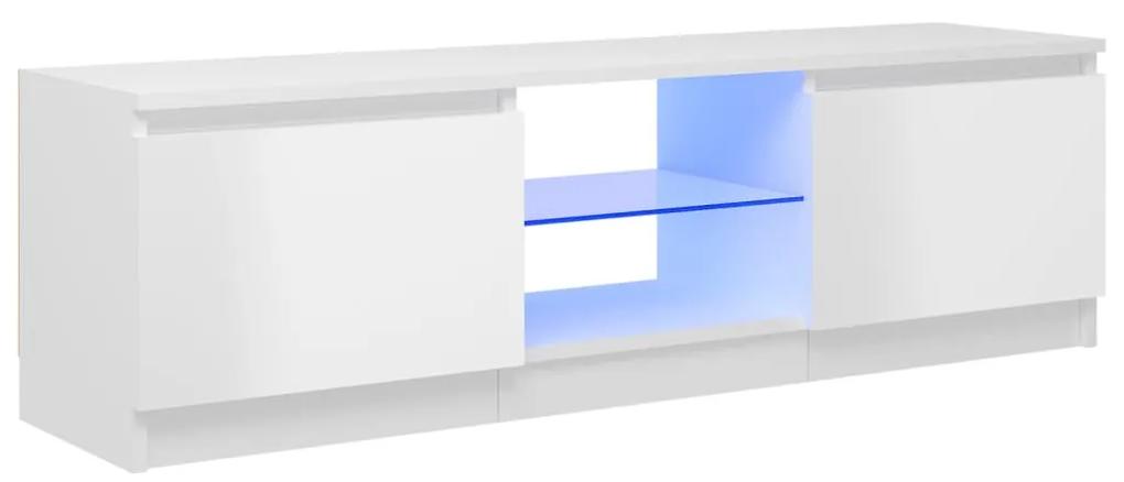 Móvel de TV Vinici com Luzes LED de 120cm - Branco Brilhante - Design