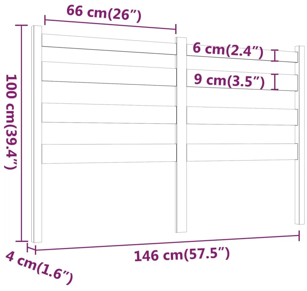 Cabeceira de cama 146x4x100 cm pinho maciço castanho mel