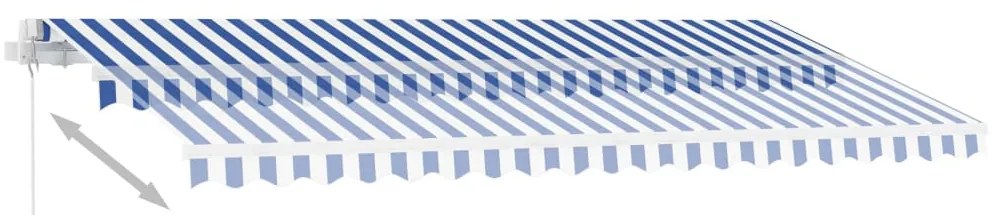 Toldo retrátil manual independente 450x300 cm azul e branco