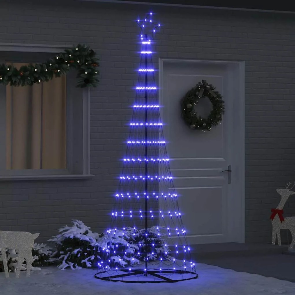 vidaXL Árvore de Natal LED com 295 LEDs com suporte Azul 250 cm Metal