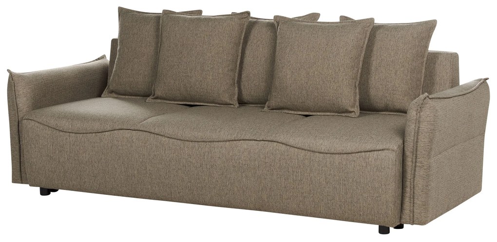Sofá-cama 3 lugares com arrumação em tecido castanho KRAMA Beliani