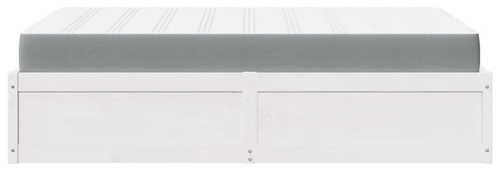 Cama com colchão 120x200 cm madeira de pinho maciça branco