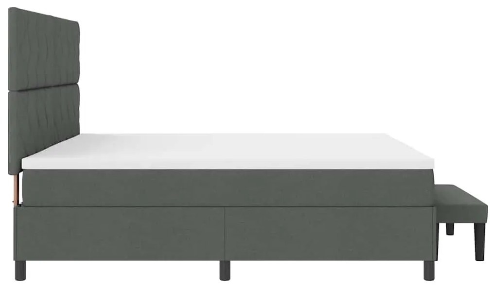 Cama Box Spring com Colchão e Banco Cinza Escuro 200x200 cm Tecido