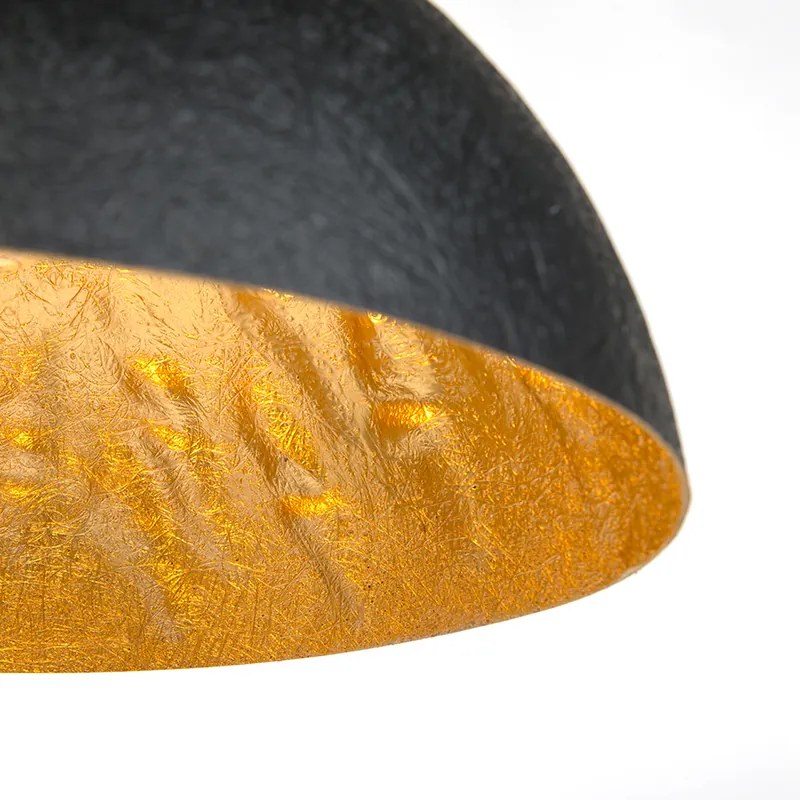 Candeeiro de suspensão industrial preto com dourado 50 cm - Magna Design,Moderno