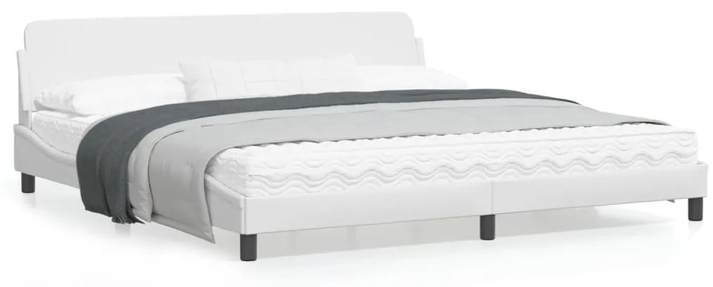 vidaXL Estrutura cama c/ cabeceira couro artificial 200x200 cm branco