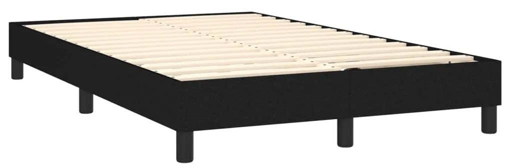 Cama box spring c/ colchão e LED 120x200 cm tecido preto