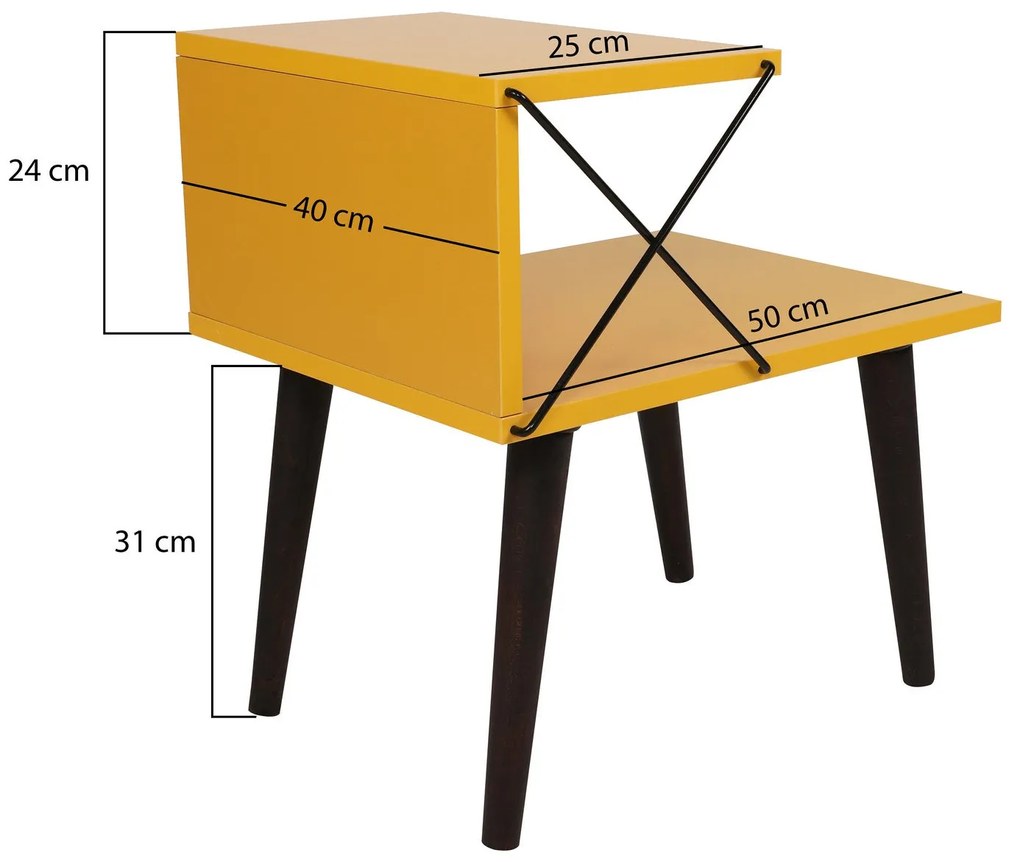 Mesinha de Cabeceira Cross – Amarela – 50x55x40 cm
