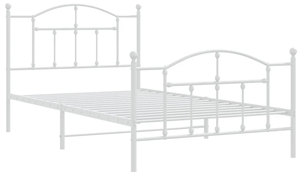 Estrutura de cama com cabeceira e pés 107x203 cm metal branco