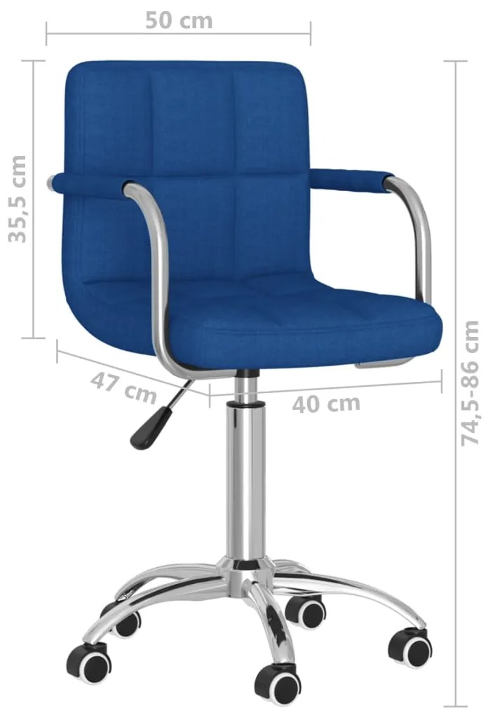 Cadeira de escritório giratória tecido azul