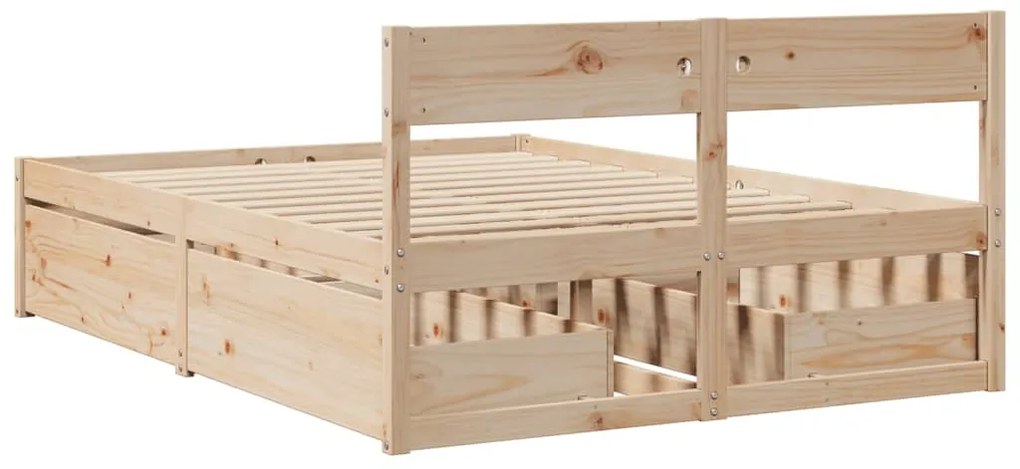 Cama sem colchão 140x190 cm madeira de pinho maciça