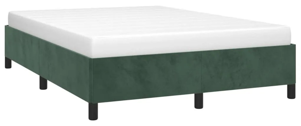 Estrutura de cama 140x200 cm veludo verde-escuro