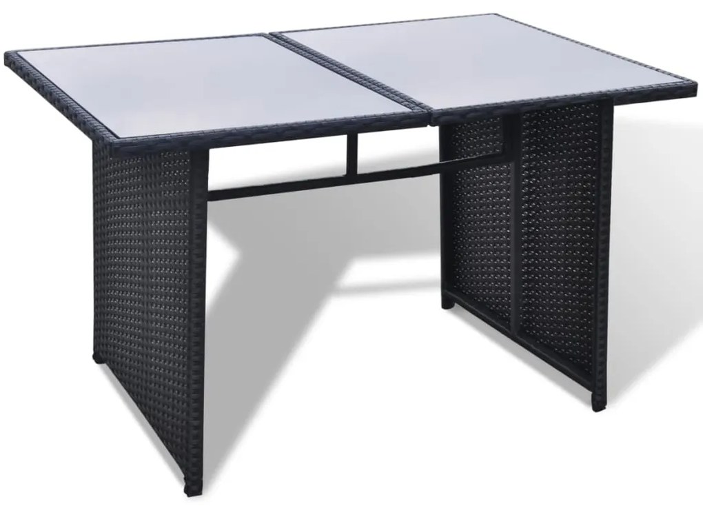10 pcs conjunto lounge de jardim c/ almofadões vime PE preto