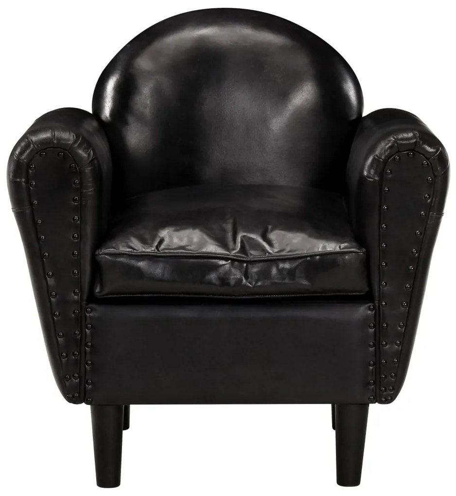 vidaXL Poltrona 77x65x79 cm couro genuíno preto