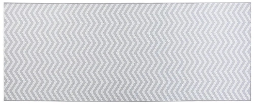 Tapete de poliéster branco e cinzento 80 x 200 cm SAIKHEDA Beliani