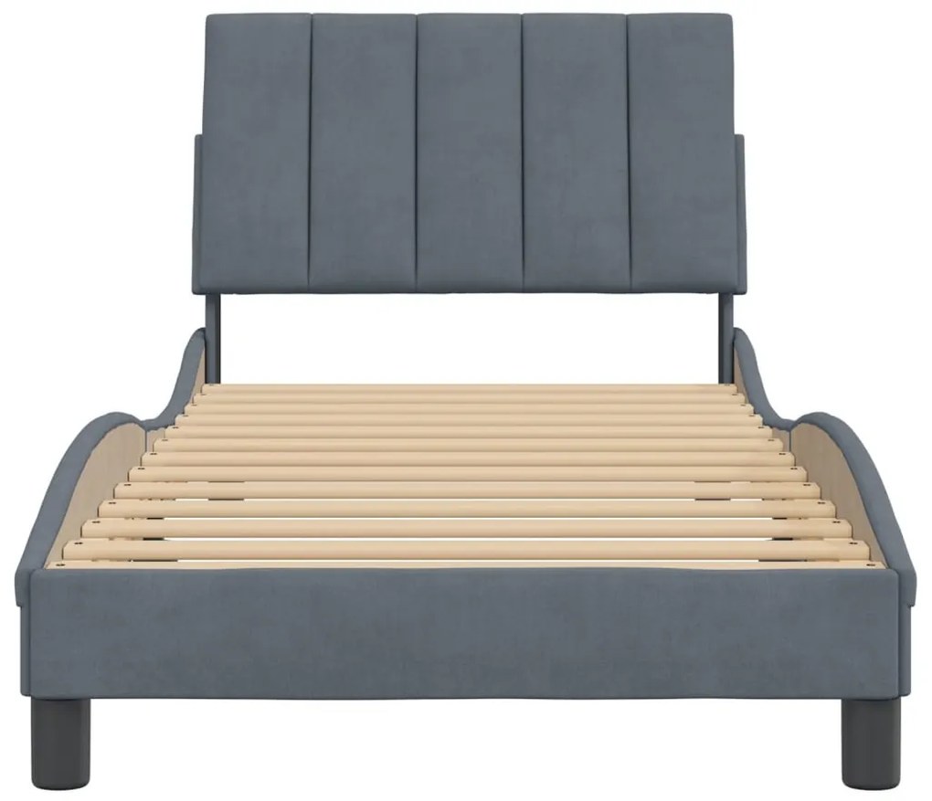 Estrutura de cama sem colchão 80x200 cm veludo cinzento-escuro