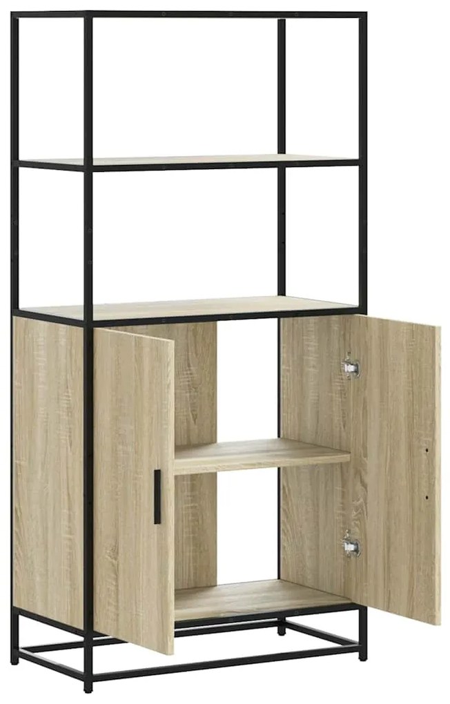 Armário alto 68x35x139 cm madeira e metal carvalho sonoma