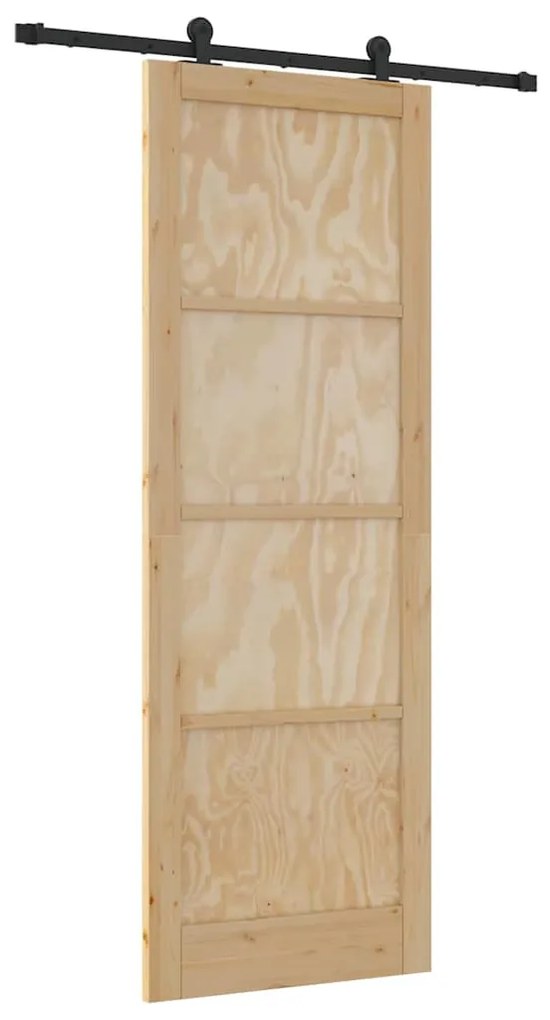 Porta Deslizante com Conjunto de Hardware 'ORKDAL'Madeira Maciça Pinho