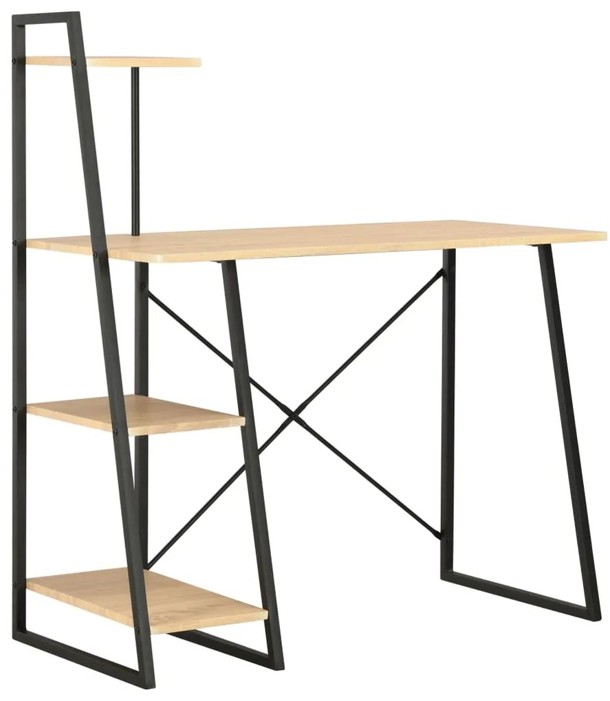 Secretária c/ unidade prateleiras 102x50x117cm preto e carvalho