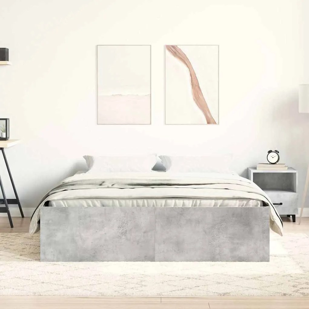 Estrutura de cama king 150x200 cm cinza cimento