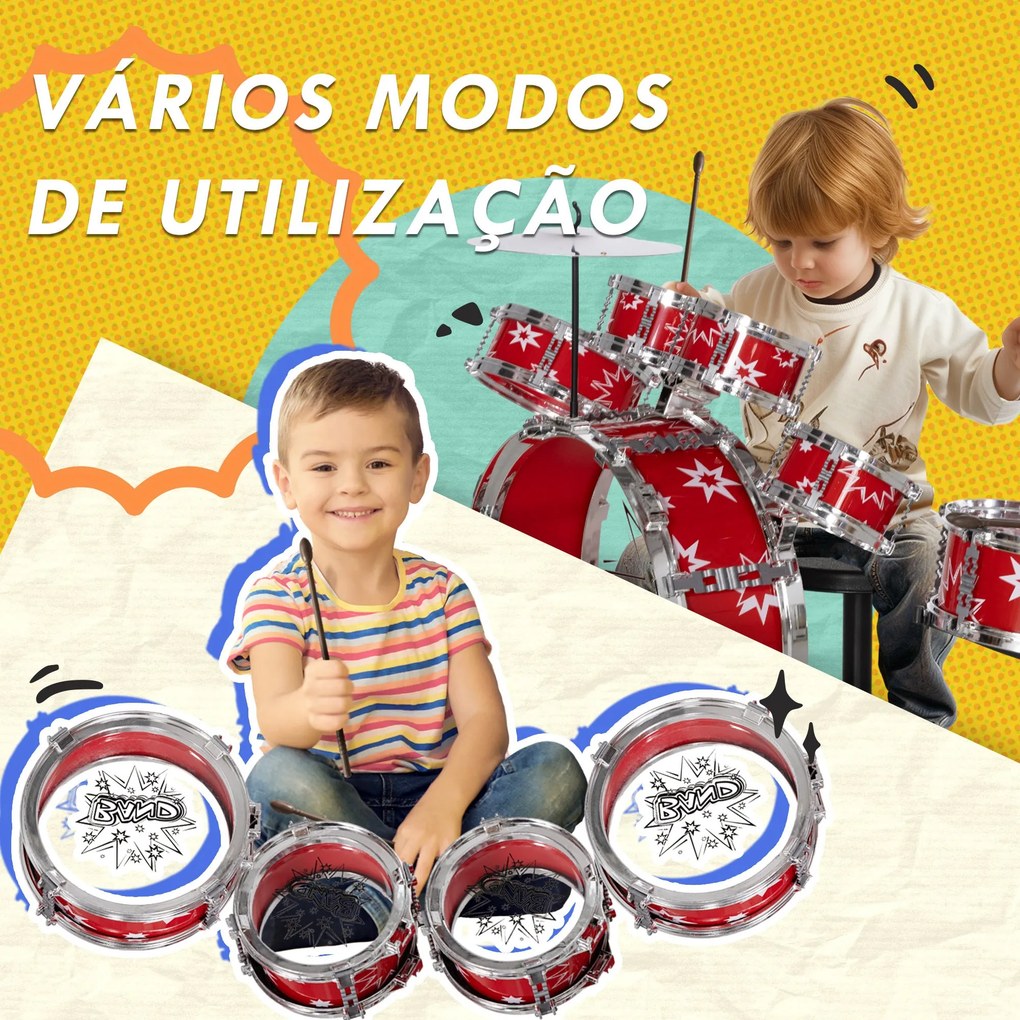 AIYAPLAY Bateria Infantil com Banco Bateria para Crianças acima de 3 A