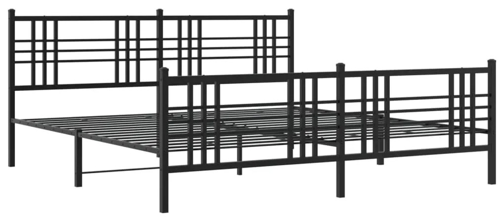 Estrutura de cama com cabeceira e pés 200x200 cm metal preto