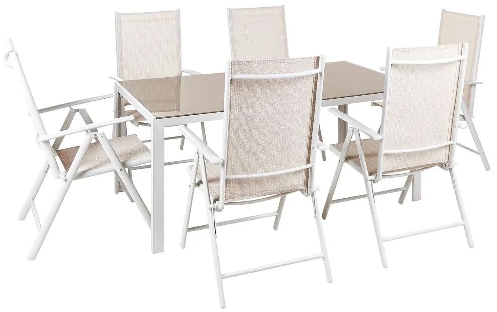Conjunto de jardim creme em alumínio branco com 6 cadeiras CATANIA Beliani