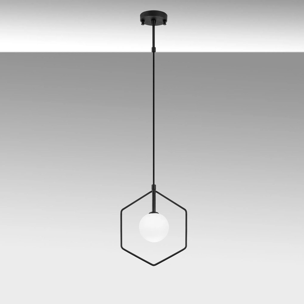 Candeeiro Chandelier Geometri – Preto e Branco – 22 x 12 cm