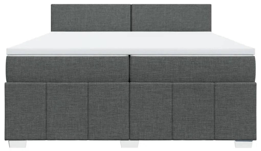 Cama com molas/colchão 200x200 cm tecido cinzento-escuro