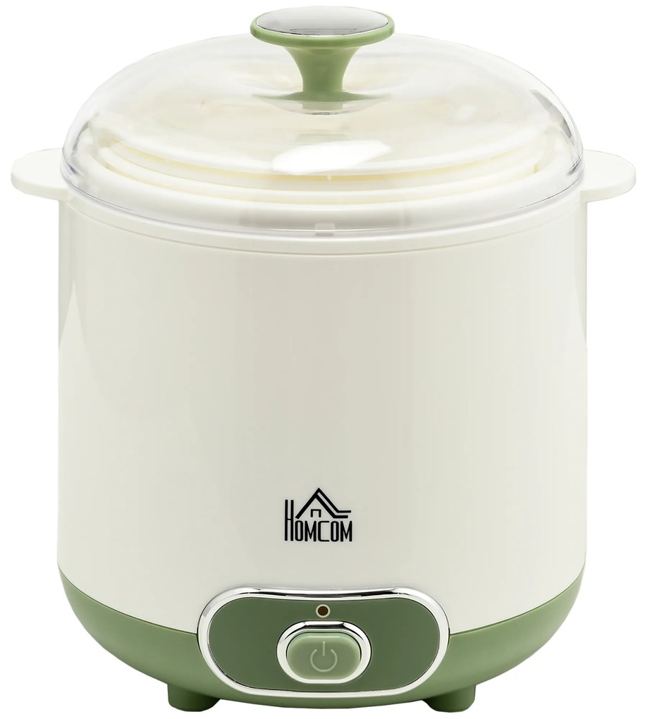 HOMCOM Iogurteira 20W 1,5L Máquina de Iogurte para Fazer Iogurte Grego e Aquecimento a Temperatura Constante PTC 20x18x21 cm Branco | Aosom Portugal