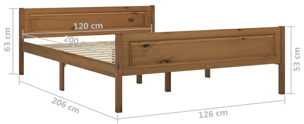 Estrutura de cama 120x200 cm pinho maciço castanho mel