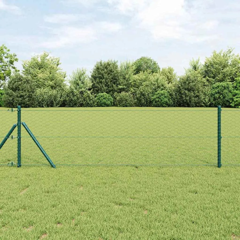 Cerca Hexagonal vidaXL Verde 0,6x10 m Aço