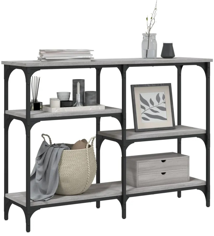 Mesa consola 102x29x75 cm derivados de madeira cinzento sonoma