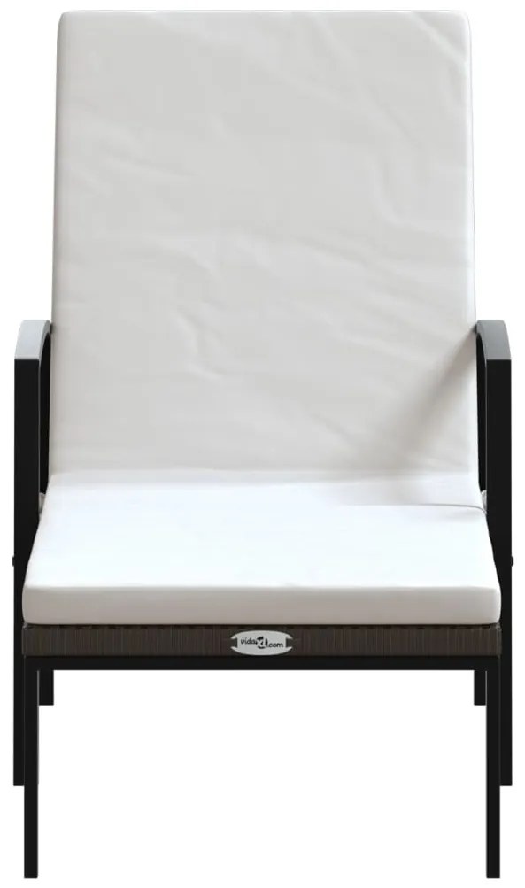 Espreguiçadeiras com mesa 2 pcs vime PE castanho