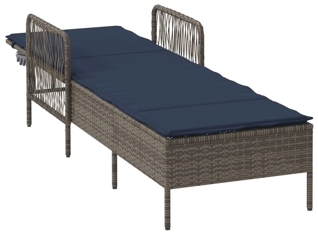 Espreguiçadeira Cinza Rattan PE 157 x 55 x 92 cm Dobrável