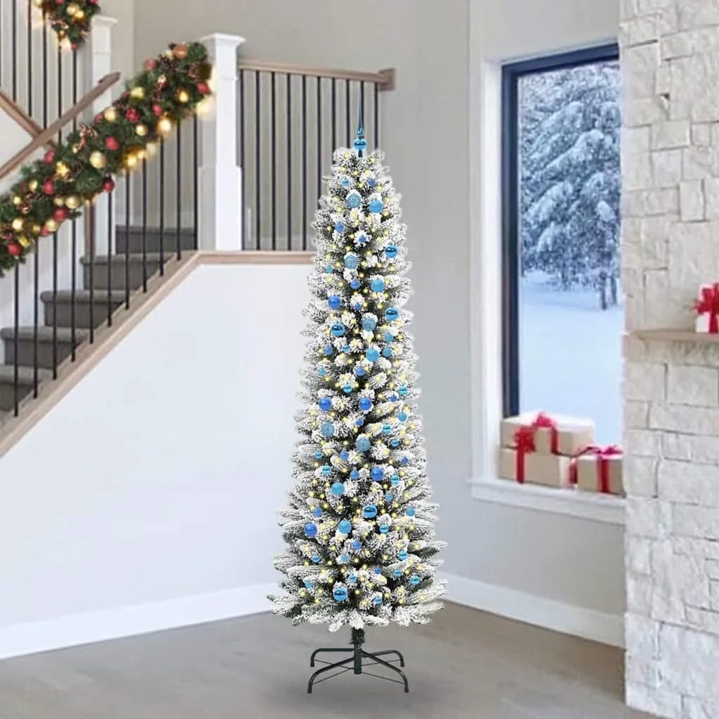 vidaXL Árvore de Natal Artificial Branco 240 cm PVC, Metal e Plástico
