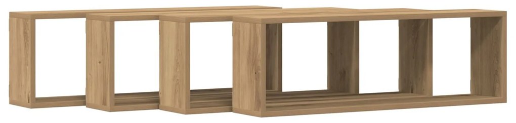 Prateleiras de parede vidaXL 4 pcs Carvalho Artesanal 80x15x26 cm Made