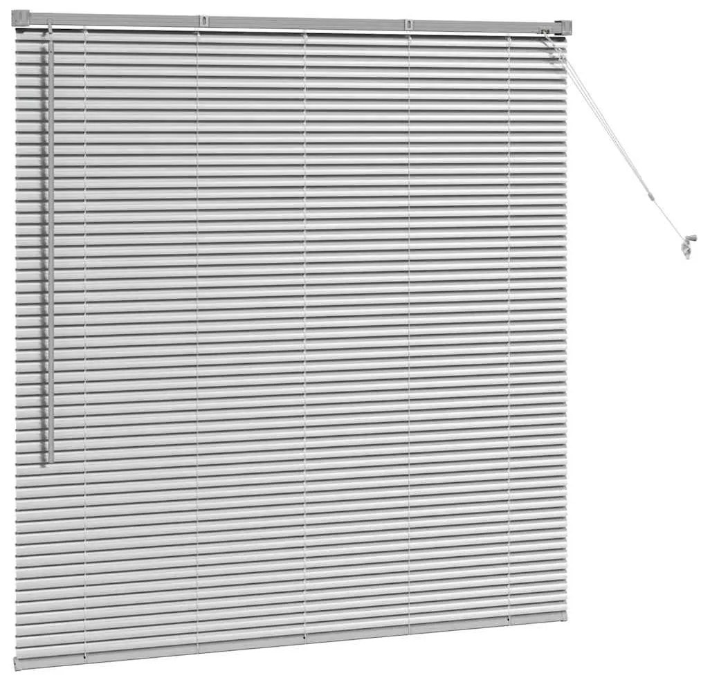 Persiana de Janela com cortinas Manual Prata 80 x 130 cm Alumínio