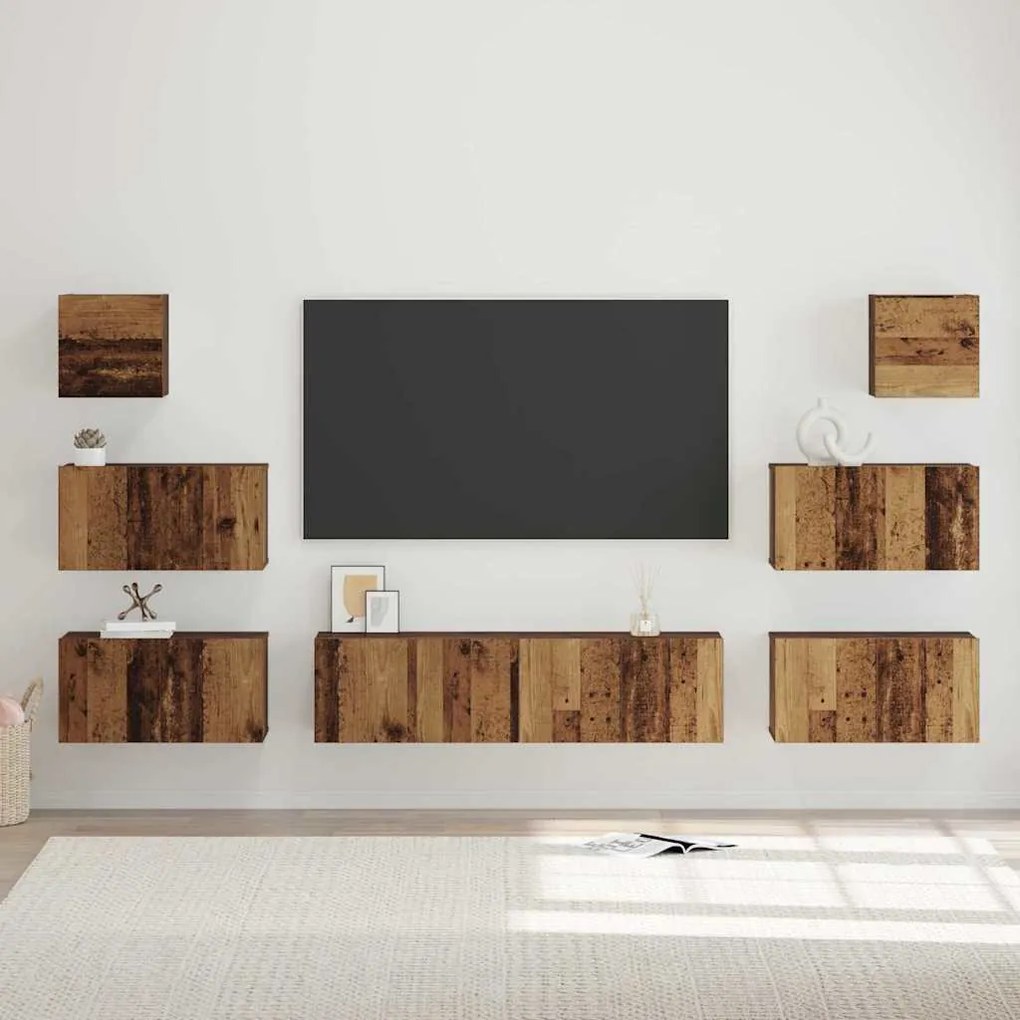 Conjunto de móvel de TV 8 pcs Madeira antiga 60 x 30 x 30 cm