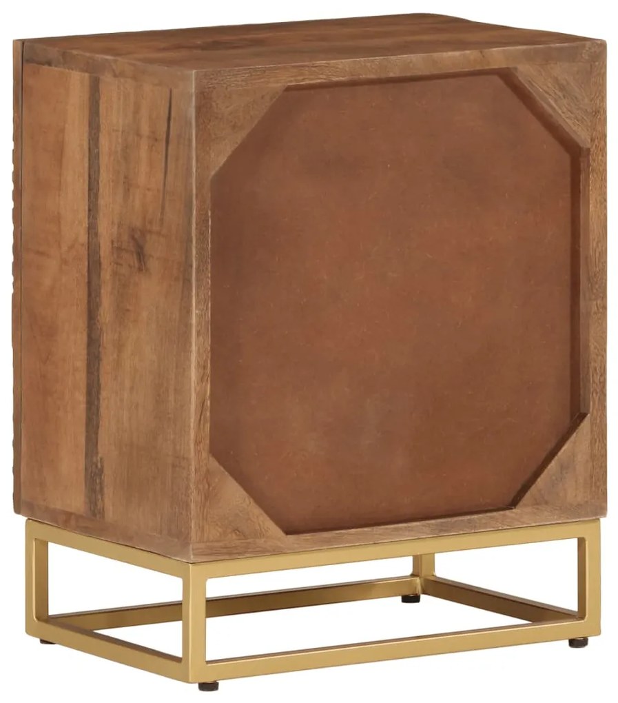 Mesa de cabeceira 40x30x50 cm madeira de mangueira maciça/ferro