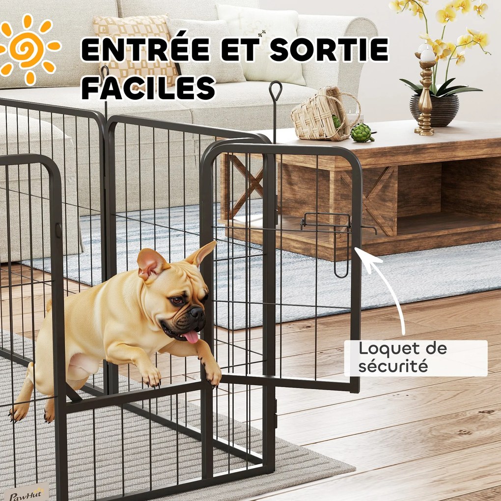 Parque para cães, recinto para cães com 12 painéis, modular e dobrável, em aço, com 2 portas, para cachorros, para interior e exterior, 60 cm de altur